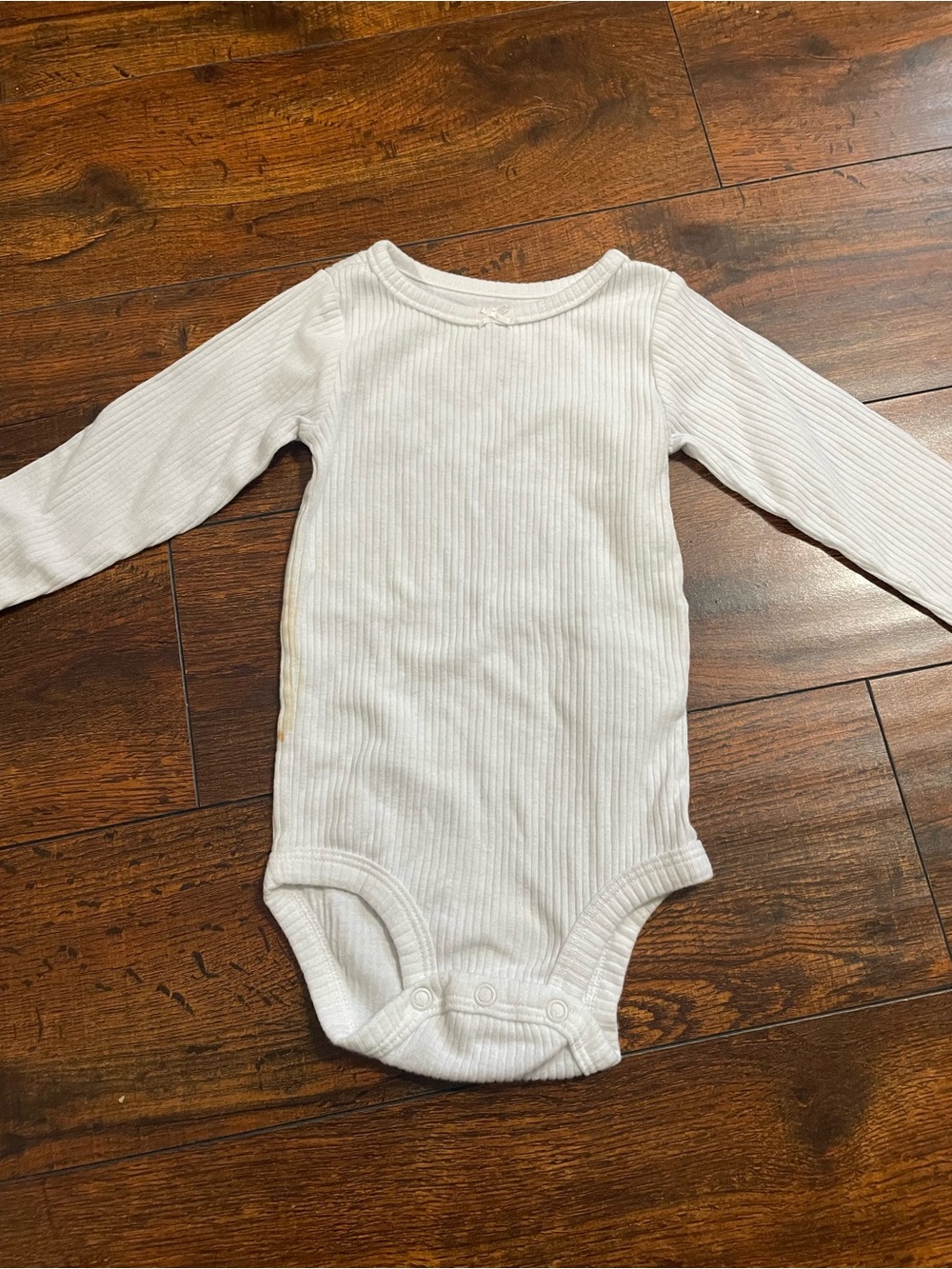 Carter's White Ribbed Long-Sleeve Baby One-Piece Bodysuit